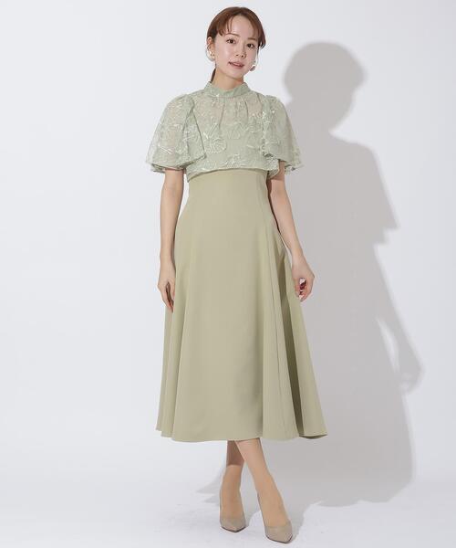 ラメフラワーチュールレイヤードドレス（ドレス）｜AND COUTURE