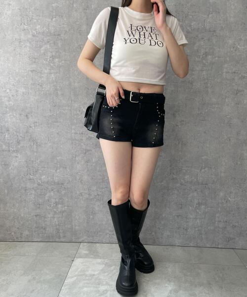 DISPARK/ベルト付きスタッズショートパンツ（デニムパンツ）｜DISPARK