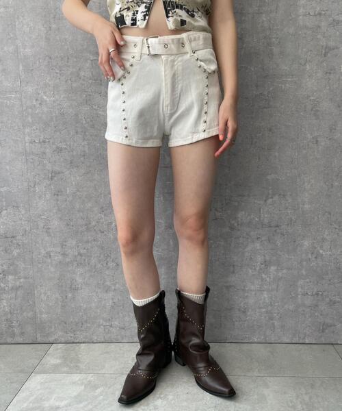 DISPARK/ベルト付きスタッズショートパンツ（デニムパンツ）｜DISPARK