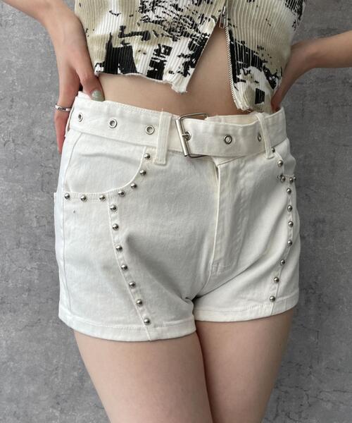 DISPARK/ベルト付きスタッズショートパンツ（デニムパンツ）｜DISPARK
