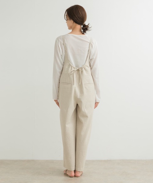 セール】コットンリネンBACKギャザーサロペット（サロペット