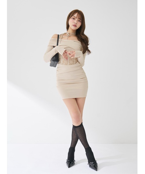 ダーリッチ Darich コルセットレースカットミニワンピース ブラック