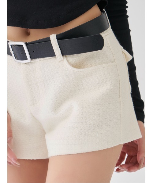 darich ダーリッチ ボンディングツイードショートパンツ ホワイト