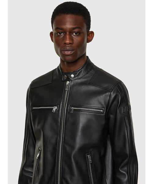 ディーゼル ベージュ レザー シングルライダース 腕にシミあり