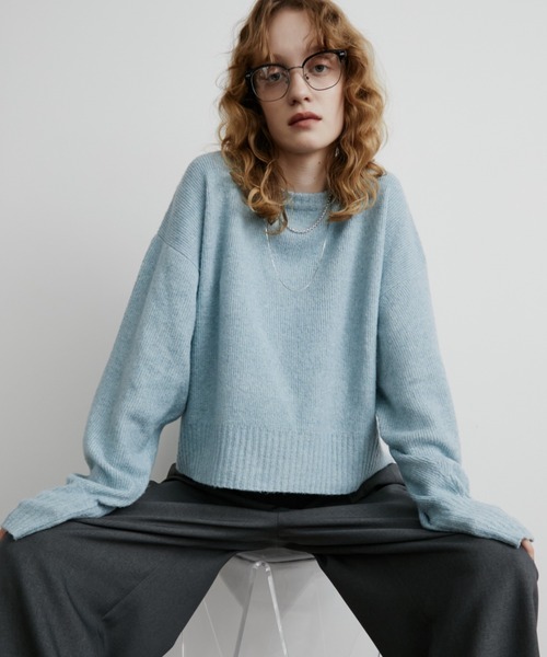 セール】ミックスショート丈プルオーバーニット（ニット/セーター