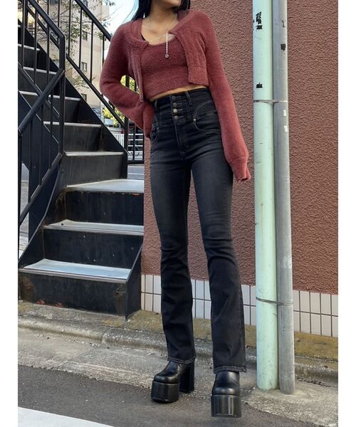 EMODA（エモダ）の「スーパーハイウエストフレアパギンス（デニム