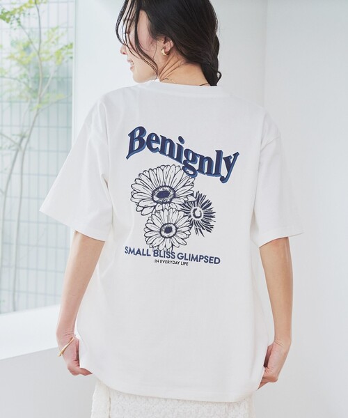 セール】フラワーモチーフバックプリントTシャツ（Tシャツ/カットソー