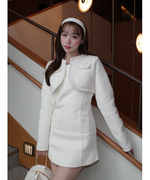 D&Gレースとツイードのノースリーブミニワンピース D&Gレースと