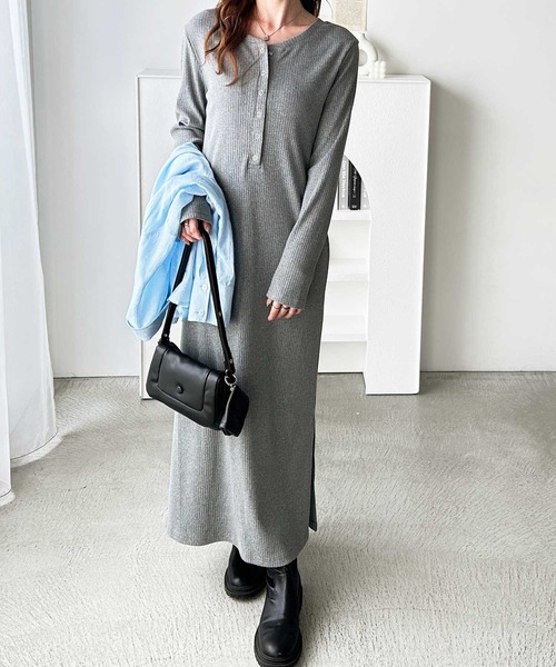 セール】全骨格対応！前後2WAY細見えリブワンピース（ワンピース