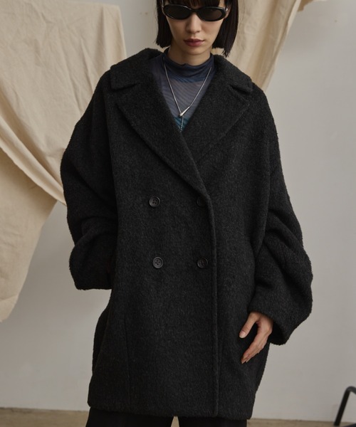 Happy John（ハッピージョン）の「wool blend shaggy cocoon pcoat