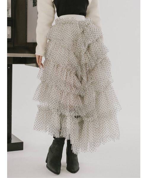ボリュームアシメチュールロングスカート（スカート）｜Darich