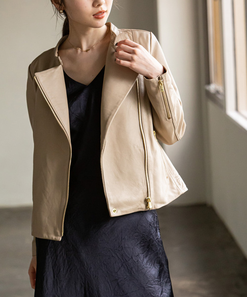 Noble（ノーブル）の「ソフトラムレザーライダースブルゾン