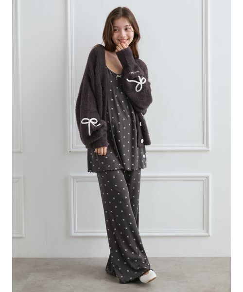 セール】針抜きリボン柄ロングパンツ（ルームウェア/パジャマ