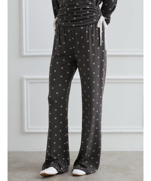 セール】針抜きリボン柄ロングパンツ（ルームウェア/パジャマ