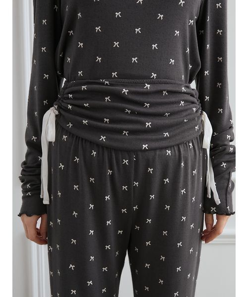 セール】針抜きリボン柄ロングパンツ（ルームウェア/パジャマ