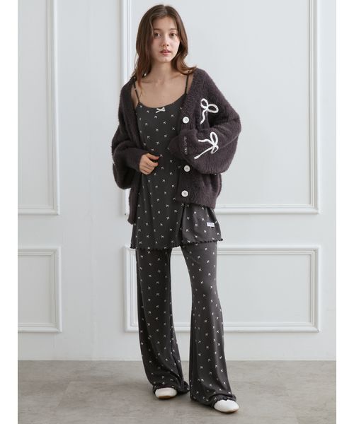 セール】針抜きリボン柄ロングパンツ（ルームウェア/パジャマ