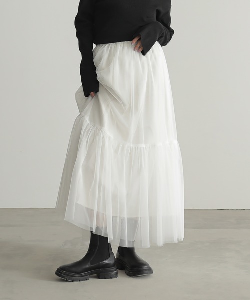 セール】裏地取り外し可チュールスカート【サスティナブル】（スカート