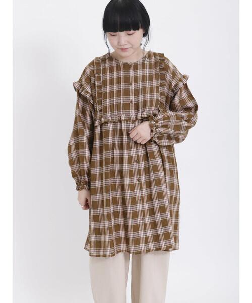 Samansa Mos2（サマンサ モスモス）の「フリル切替リネンチュニック