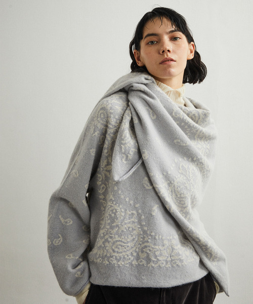 UNFIL アンフィル / royal baby alpaca bandana-pattern triangle