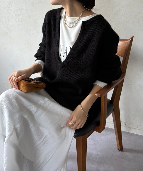 セール】ウール混スキッパープルオーバー（ニット/セーター）｜DouDou