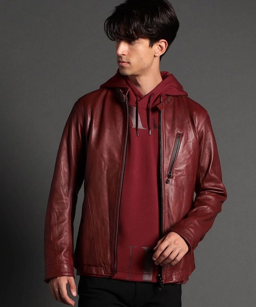 00s NICOLE CLUB FOR MEN シングルライダースジャケット 赤 00s NICOLE