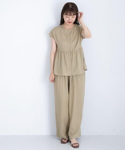 セール】『WEB/一部店舗限定』リネン混ペプラムセットアップ