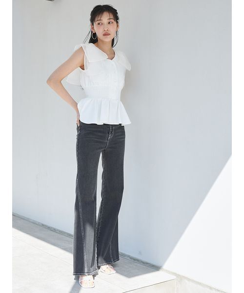 セール】ウエストシャーリングリボンカットプルオーバー（Tシャツ