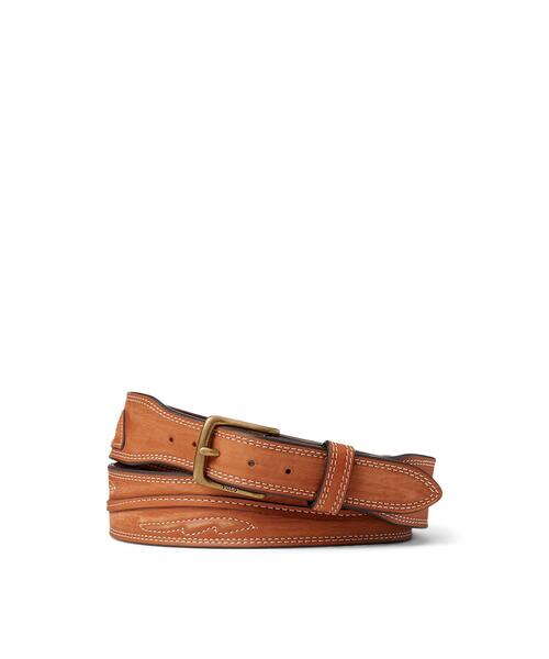 トップステッチド レザー ベルト（ベルト）｜POLO RALPH LAUREN（ポロ