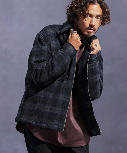 mj10896-ウールチェック中綿CPOジャケット（その他アウター）｜Jih