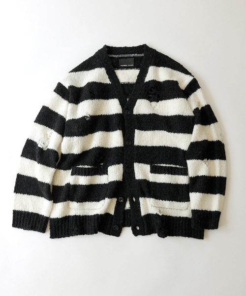 WOOL ALPACA RIPPED KNIT CARDIGAN / ウール アルパカ ダメージ ニット