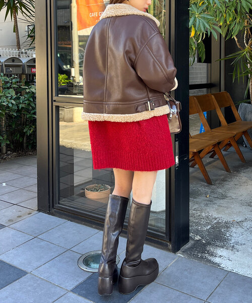 Chico（チコ）の「ボアレザーライダースジャケット（その他アウター