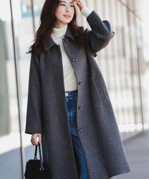 チェック ステンカラー コート（S～M）（ステンカラーコート）｜B:MING
