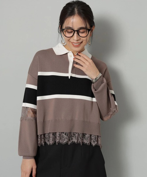 レース切替ラガーニット（ニット/セーター）｜Arpege story