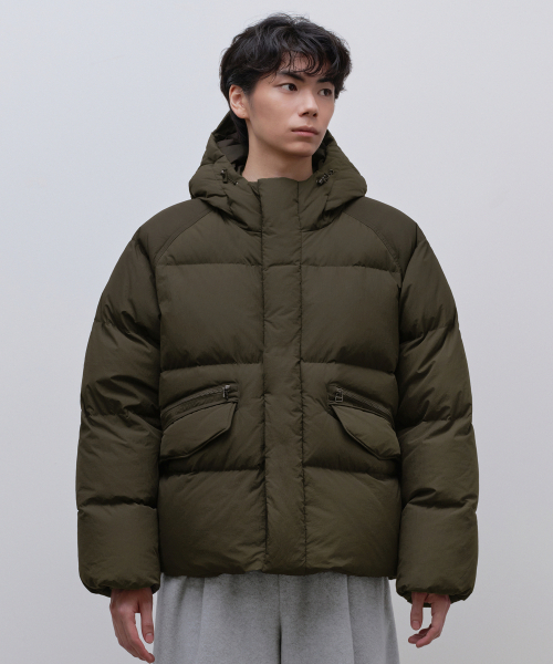 セール】ラグランフード付きダウンショートパディングジャケット