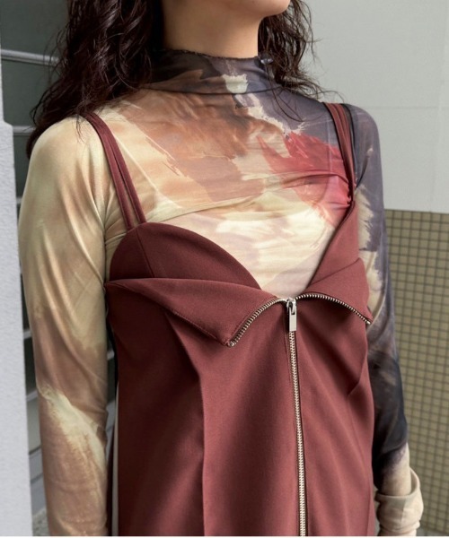 Ameri（アメリ）の「ELIZABETH STAINED GLASS SHEER TOP（Tシャツ