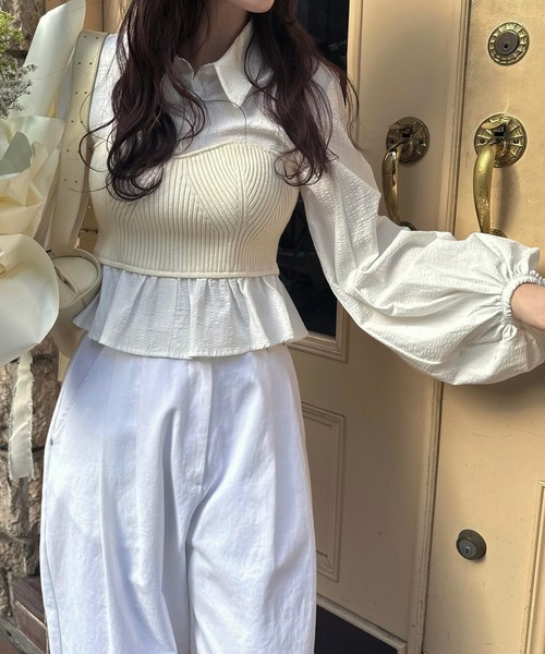 knit bustier docking peplum BL（シャツ/ブラウス）｜WILLFULLY