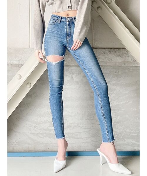 GYDA（ジェイダ）の「M/W HEM ZIPスキニーデニムパンツ（デニムパンツ