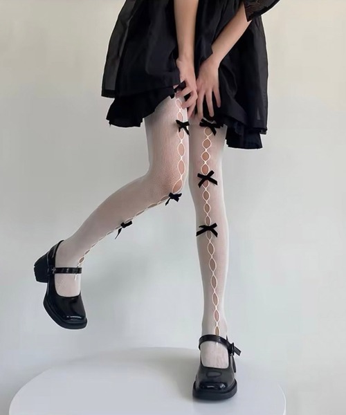 セール】【 Port / ポート 】 ロマンティック リボン デザイン タイツ_