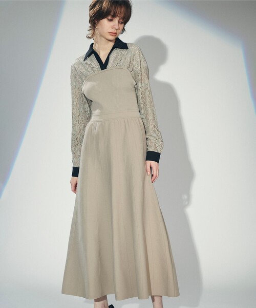 セール】レースレイヤードニットワンピース（ワンピース）｜GRACE