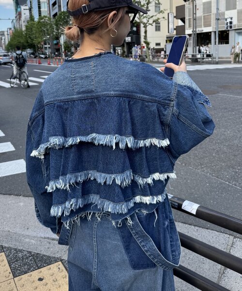etsinta/エシンタ】バックフリルデニムジャケット（デニムジャケット