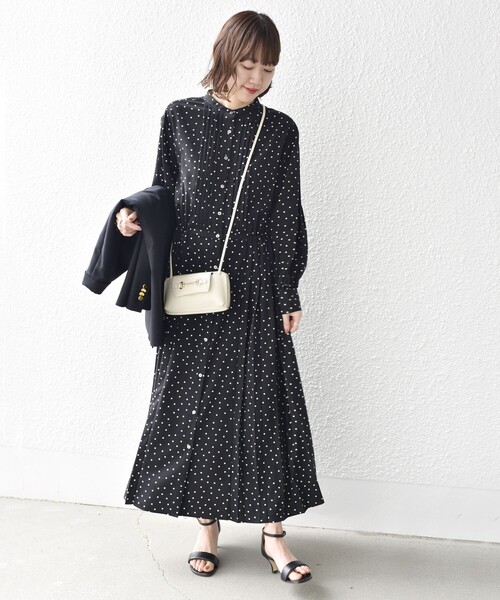 セール】【WEB限定】〈手洗い可能〉ドット / 花柄 バンドカラー サイド