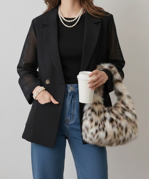 セール】Idnes 軽やかにまとう メッシュダブルジャケット（テーラード