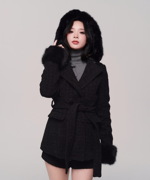 Twinkle Button Tweed Coat（ダウンジャケット/コート）｜andwang