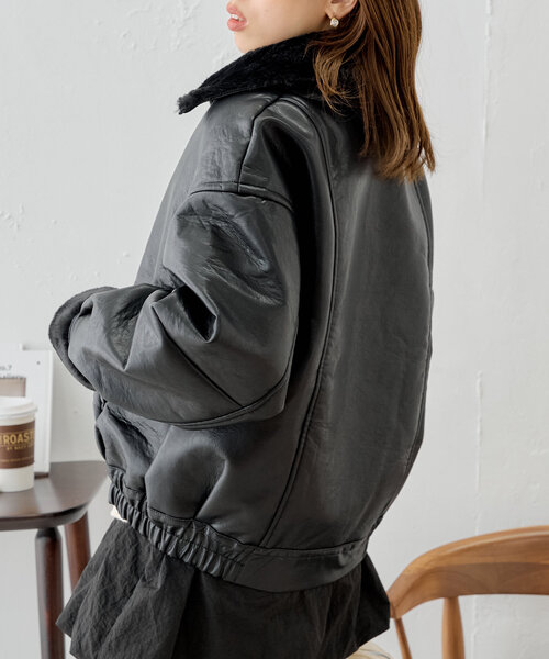 Chico（チコ）の「ファー襟ボンバーレザージャケット（その他アウター