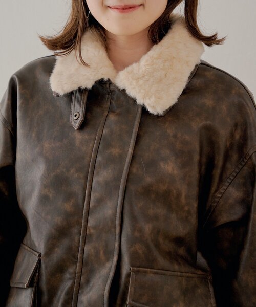セール】ミリタリーレザージャケット/ファー取外し可能（その他