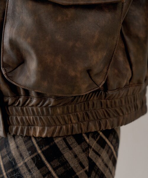 セール】ミリタリーレザージャケット/ファー取外し可能（その他