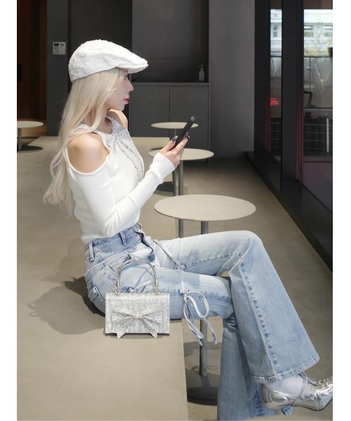 ピコレースハイウエストフレアデニム（デニムパンツ）｜Darich