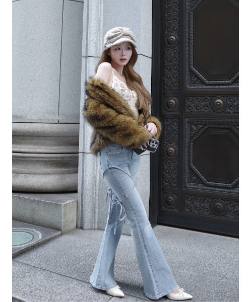 ピコレースハイウエストフレアデニム（デニムパンツ）｜Darich