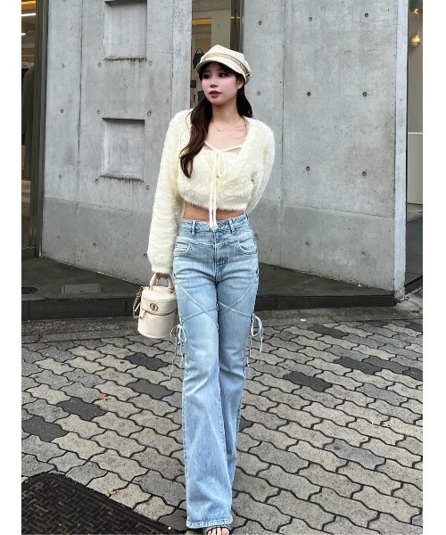 ピコレースハイウエストフレアデニム（デニムパンツ）｜Darich