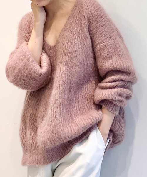 Whim Gazette（ウィムガゼット）の「【WEB限定】アンゴラ畦Vネックプル